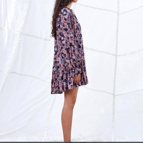 Sundry Oceana Dress Size 1 Navy and Pink Floral Size Small NWOT Anthropologie - Picture 2 of 6